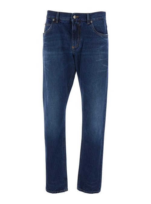Dolce & Gabbana Blue Jeans with Belt Loops and Logo Patch On the Back for Blu CottOn - GYJCCZG8OK9S9001