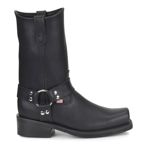 Double-H Boots Barry Square Toe Pull On Motorcycle Boots - Black - DH.4008