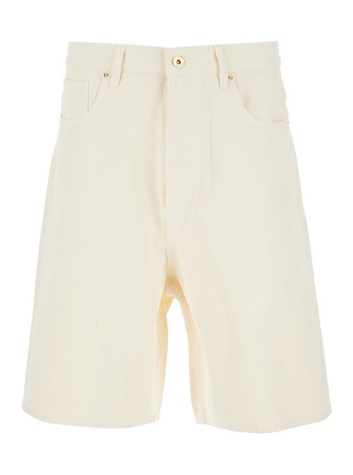 Drôle de MOnsieur le Short Baggy écru White Shorts With Wide Leg And Logo Patch On The Rear In CottOn Man - GBS147CO188OW