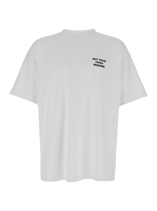 Drôle de MOnsieur White Crewneck T-shirt With Slogan Print On The FrOnt And Back In CottOn Man - PERMTS203CO002OPW