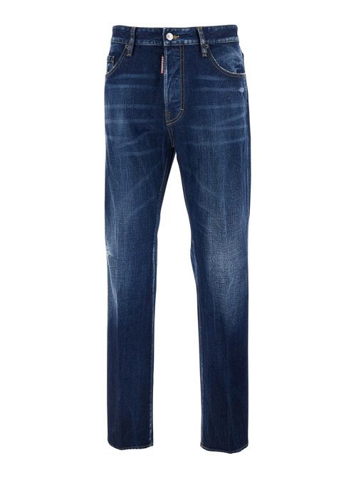 Dsquared2 642 Blue Jeans With Logo Patch On The Rear In Denim Man - S71LB1707D30011470