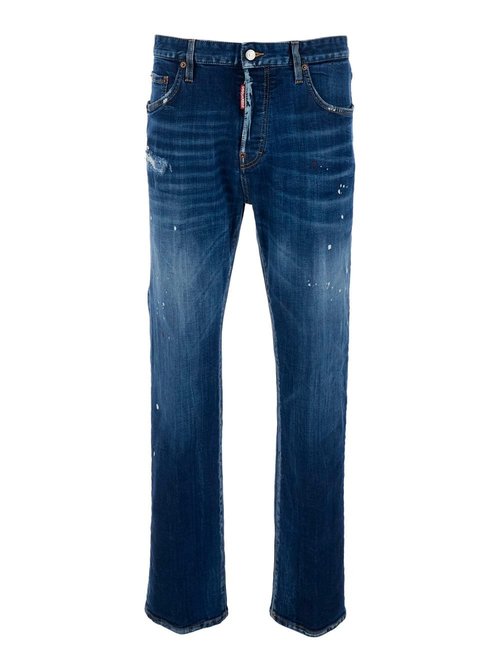 Dsquared2 643 Blue Jeans With All-over Details And Logo Patch On The Rear In Denim Man - S74LB1898S30664470