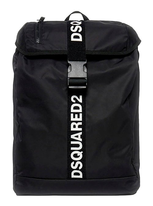 Dsquared2 Black Backpack With Adjustable Shoulder Straps And Logo Lettering On The FrOnt In Tech Fabric - DQ3125D0A3MD2W127UDQ900