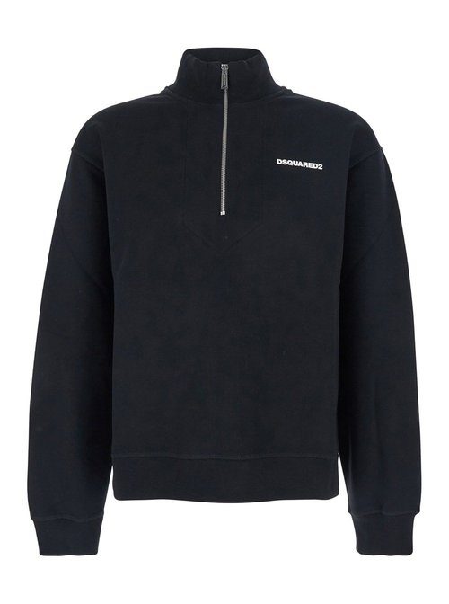 Dsquared2 Black High Neck Sweatshirt With Lettering Logo On The FrOnt In CottOn Man - S71GU0736S25516900