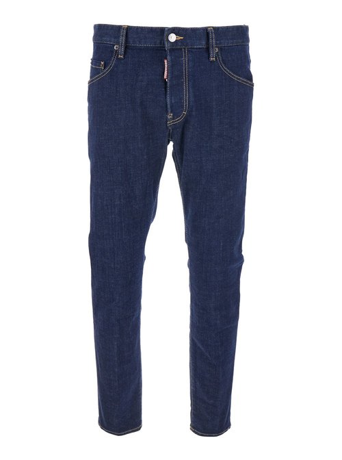 Dsquared2 Blue Jeans with Belt Loops and Logo Patch On the Rear in Denim Man Blu CottOn Elastane - S74LB1740S30664470