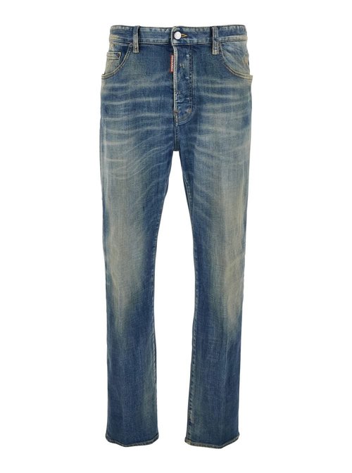 Dsquared2 Blue Jeans With Logo Patch On The Rear And Distressed Effect In Denim Man - S71LB1699S30872470