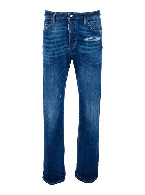 Dsquared2 Blue Jeans With Ripped Details And Logo Patch On The Rear In Denim Man - S74LB1925S30872470