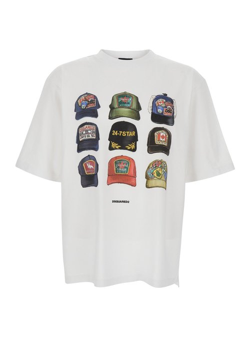 Dsquared2 White T-shirt with FrOnt Print and Logo On the Back for CottOn Tshirts Polo Shirts - S78GD0112D20033100