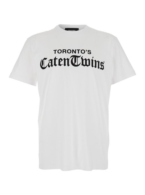 Dsquared2 White T-Shirt with Logo On the FrOnt in CottOn Man Tshirts And Polo Shirts - S71GD1586D20020100