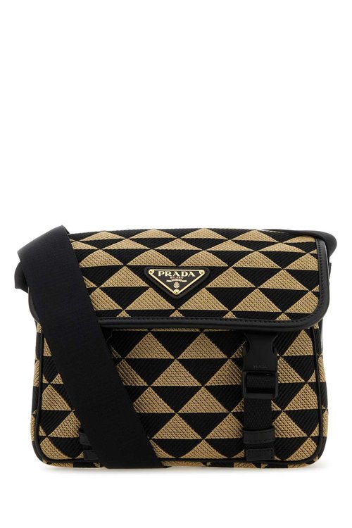 Embroidered Fabric Prada Symbole Crossbody Bag - Black - 2VD034_2FKL_F0Y30