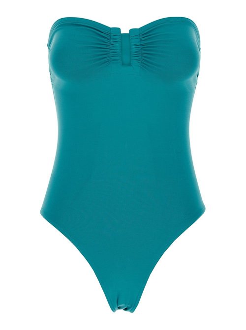 Eres One-piece Swimsuit cassiopee With Ruffles On The FrOnt And Strapless In Blue Tech Fabric For - 01140601571