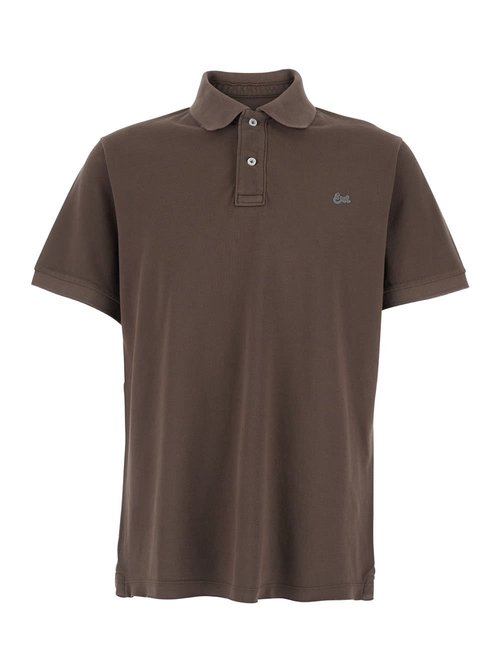 ERL Brown Polo Shirt With Classic Collar And Logo Lettering Embroidery On The FrOnt In CottOn Man - ERL12T009BROWN