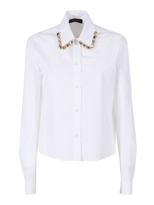 Fabiana Filippi Poplin Cropped Shirt With Pepita Embroidery On Collar - CAD215F312D650.21
