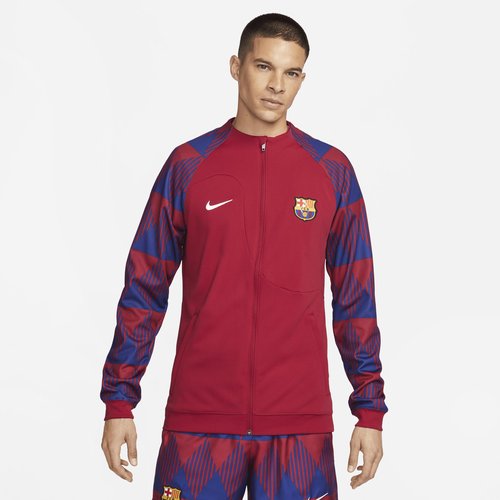 FC Barcelona Academy Pro Nike Full-Zip Knit Soccer Jacket - Noble Red/Deep Royal Blue/White - FB3043-620