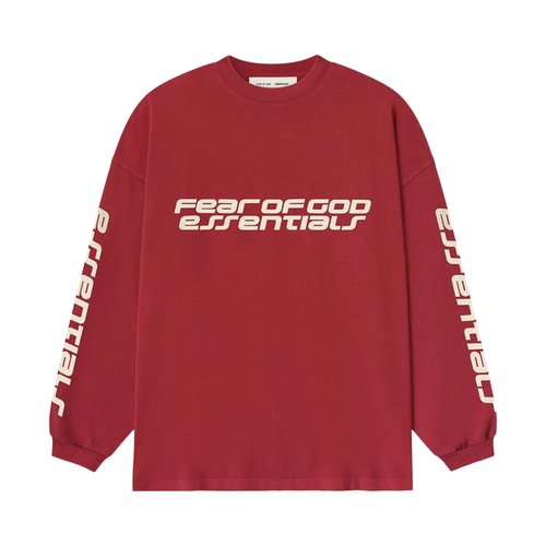 Fear of God Essentials 90's Long-Sleeve Tee - Crimson - 125HO254572F