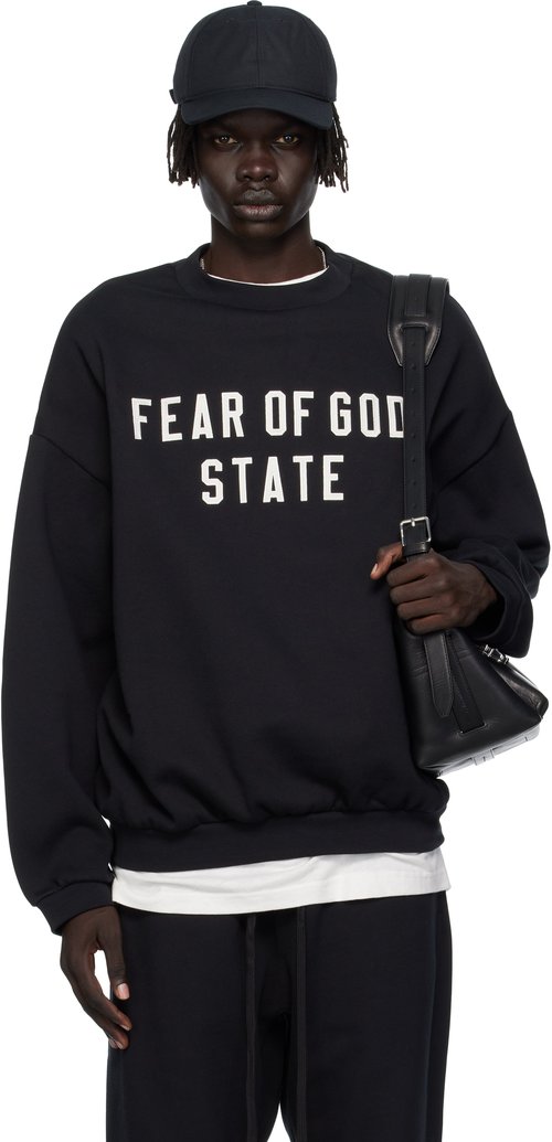 Fear of God Essentials 90's Fleece Crewneck Sweatshirt - Jet Black - 192SP256550F