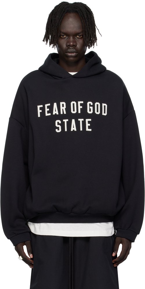 Fear of God Essentials 90's Fit Fleece Hoodie - Jet Black - 192SP256210F