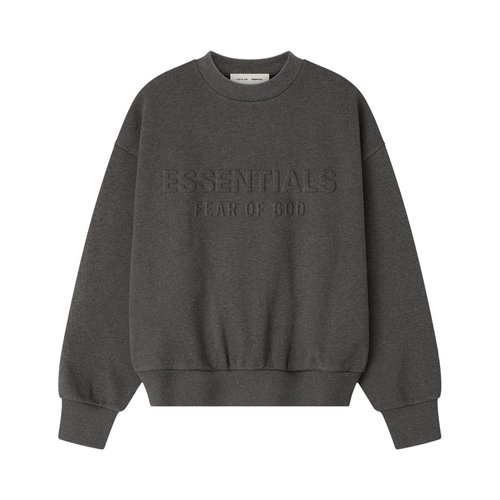 Fear of God Essentials Embossed Classic Crewneck Sweatshirt - Charcoal Heather - 192HO256551F