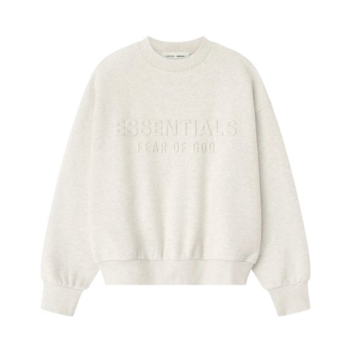 Fear of God Essentials Embossed Classic Crewneck Sweatshirt - Oatmeal Heather - 192HO256552F