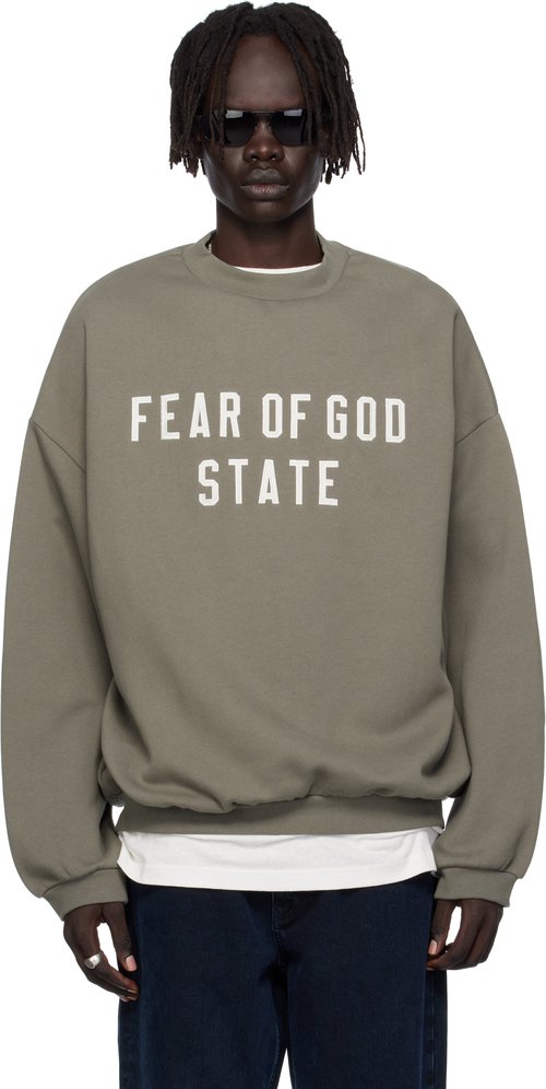 Fear of God Essentials 90's Fleece Crewneck Sweatshirt - Moss - 192SP256557F