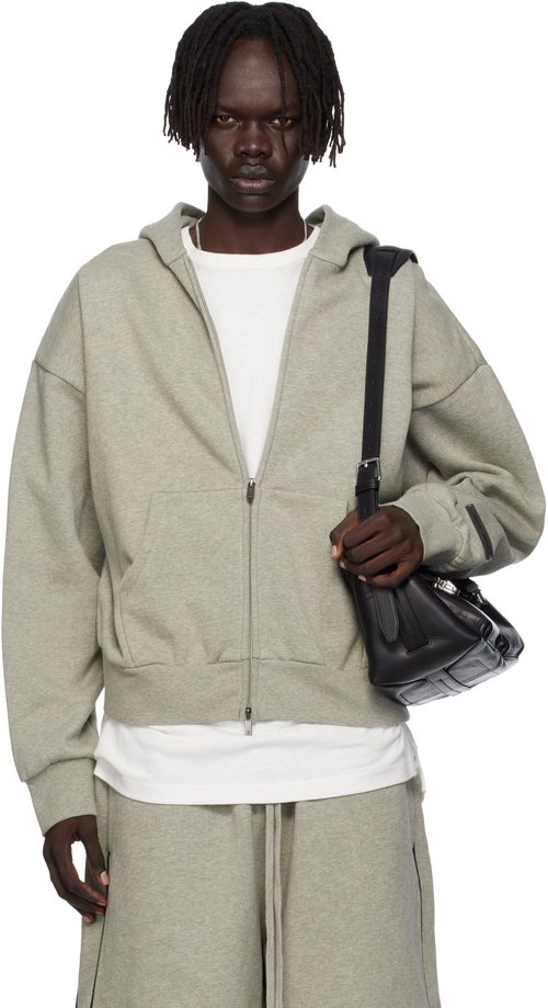 Fear of God Essentials Classic Fleece Zip-Up Hoodie - Concrete Heather - 192SP254785F