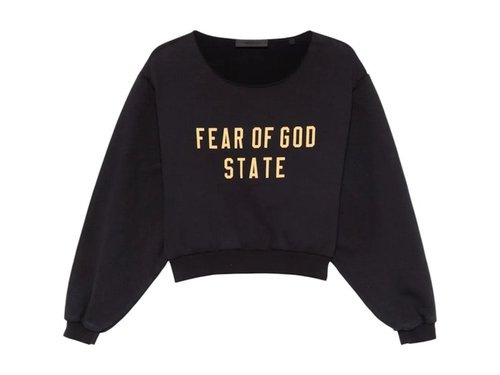 Fear of God Essentials Heavy Fleece Raw Cropped Crewneck - Black - 192BT245620FW