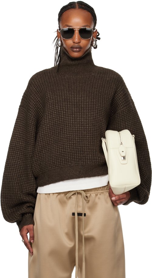 Fear of God Essentials Heavy Waffle Cropped Turtleneck - Brown - 192HO247325FW