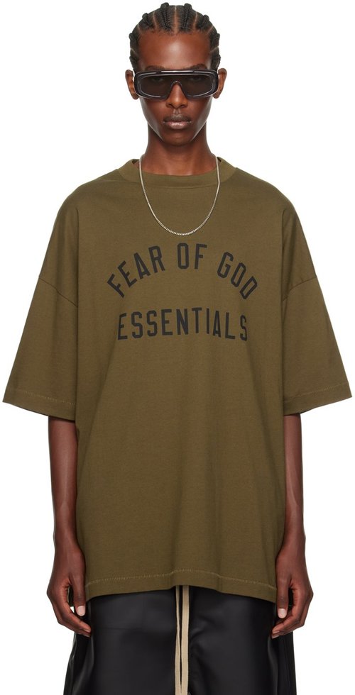 125BT244194F Fear of God ESSENTIALS Khaki Crewneck T Shirt