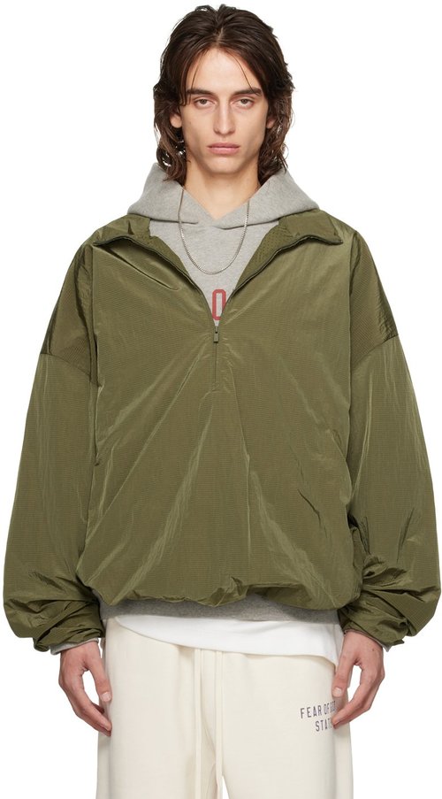Fear of God Essentials Ripstop Halfzip Pullover | Green | Size S - Military - 202BT244715F