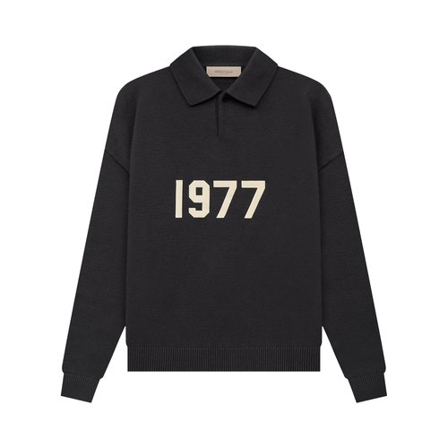 Fear of God Essentials Knit Long-Sleeve Polo - Iron - 192BT212180F