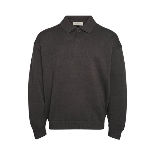 Fear of God Essentials Knit Long-Sleeve Polo - Off Black - 192BT222180F