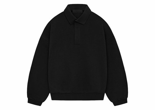 Fear of God Essentials Longsleeve Polo Shirt - Jet Black