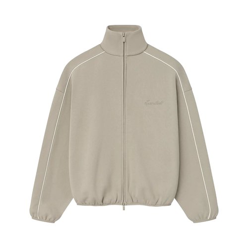 Fear of God Essentials Modern Fleece Track Jacket With Piping | Cream | Size XS - Timber Cloud White - 202SP256891F
