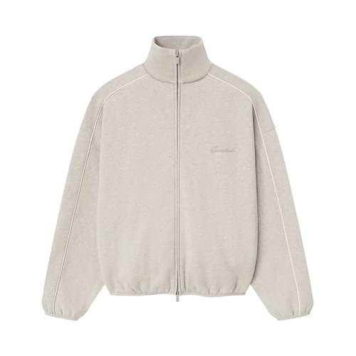 Fear of God Essentials Modern Fleece Track Jacket With Piping | Grey | Size S - Hthr Stn/Cloud Wht P - 202SP256892F