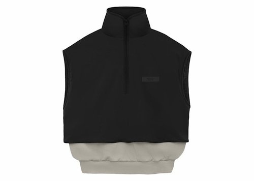 Fear of God Essentials Nylon Fleece Mockneck Vest - Seal/Jet Black