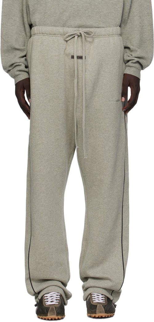 Fear of God Essentials Relaxed Fleece Sweatpant With Piping - Concrete Heather/Black - 130SP258065F