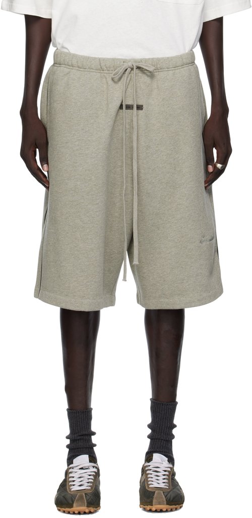 Fear of God Essentials Relaxed Fleece Sweatshort With Piping - Concrete Heather/Black - 160SP254555F