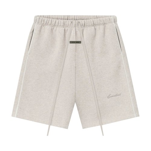 Fear of God Essentials Relaxed Fleece Sweatshort With Piping - Heather Stone/Cloud White - 160SP254552F