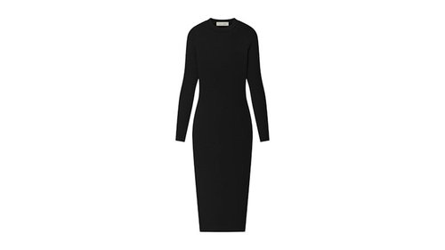 Fear of God Essentials Rib Knit Fitted Long Sleeve Dress - Vintage Black - 125SP267441FW