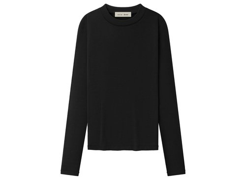 Fear of God Essentials Rib Knit Fitted Long Sleeve Tee Shirt - Vintage Black - 125SP267251FW