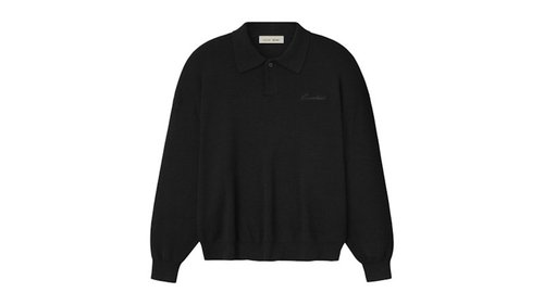 Fear of God Essentials Signature 90's Knit Polo Shirt - Vintage Black - 192SP264911F