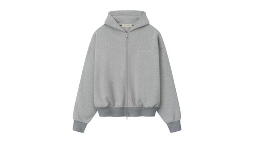 Fear of God Essentials Signature Classic Full Zip Hoodie - Concrete Heather/Dark Concrete Heather - 192SP264783F