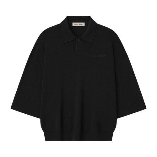 Fear of God Essentials Signature Quarter Sleeve 90's Knit Polo - Vintage Black - 192SP266961F