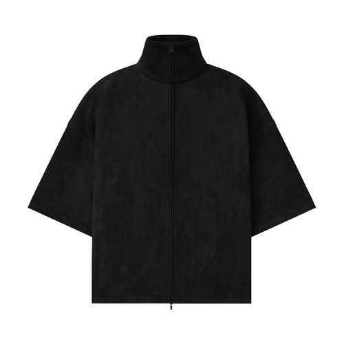 Fear of God Essentials Suede Fleece High Neck 3/4 Sleeve Jacket - Vintage Black - 192HO256951F