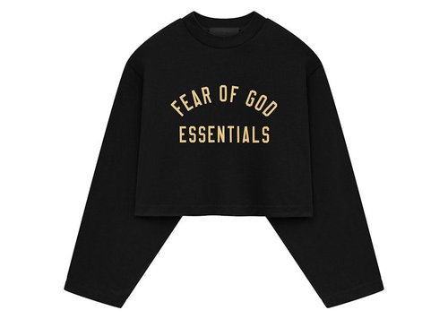 Fear of God Essentials Tri-Blend Cropped Long-Sleeve Shirt - Black - 125BT245670FW