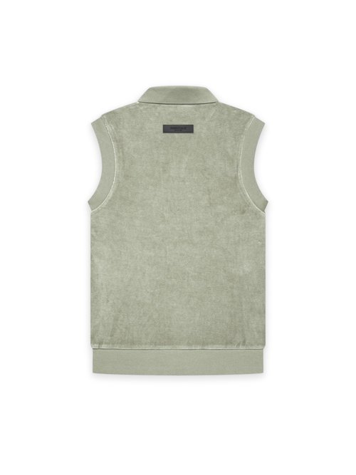Fear of God Essentials Velour Sleeveless Polo Shirt - Seafoam