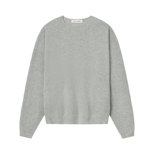 Fear of God Essentials Waffle Crewneck Sweater - Concrete Heather - 192SP256165F