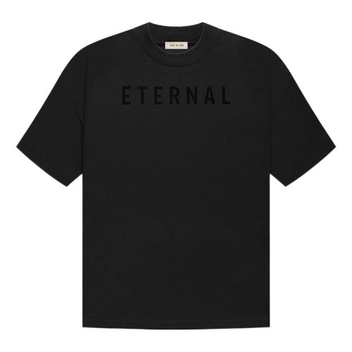 Fear of God Eternal Logo Flocked Crewneck T-Shirt - Black - FGE50-001-JER-001