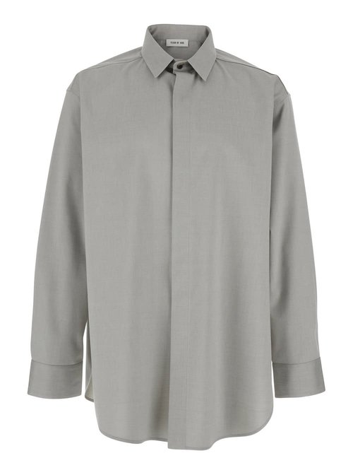 Fear of God Grey Shirt With Classic Collar And Logo Patch On The Rear In Cotton And Wool Blend Man - FGE2-5050-1OX-F091
