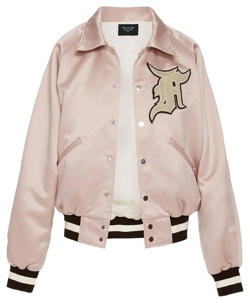 Fear of God Satin Baseball Coach Jacket - Blush